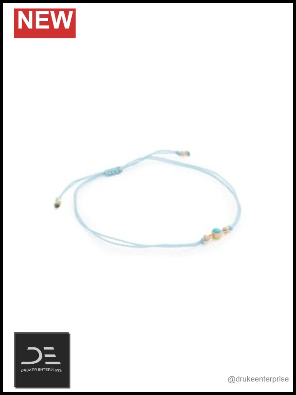 14k Yellow Gold Turquoise Bezel Cord Bracelet for Women